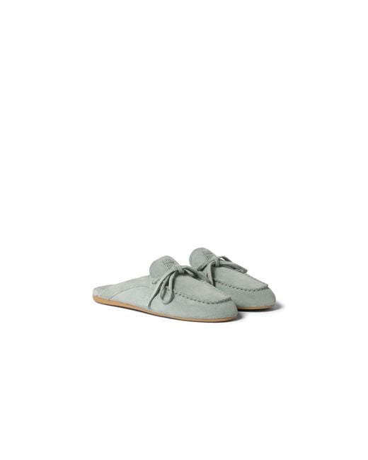 Miu Miu Gray Suede Deck Mules