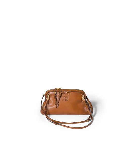 Miu Miu Brown Caprice Leather Clutch