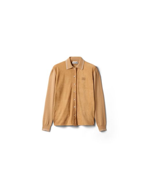 Miu Miu Natural Wool And Suede Shirt
