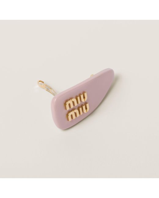 Miu Miu Pink Patent Leather Hair Clip