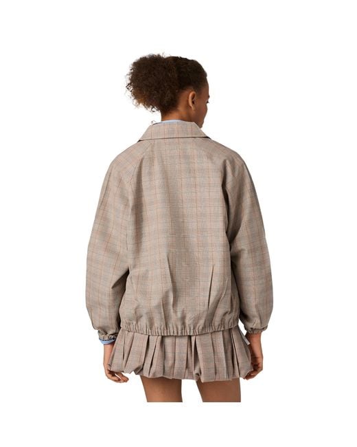 Miu Miu White Pleated Prince Of Wales Checked Miniskirt