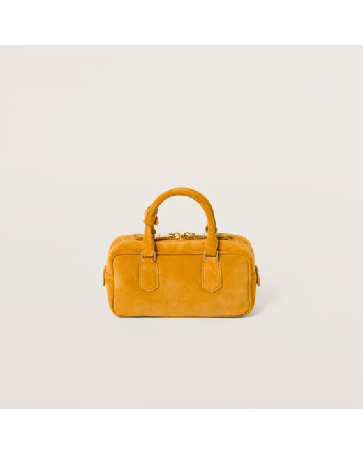 Miu Miu Arcadie Padded Suede Top-Handle Bag in Yellow | Lyst