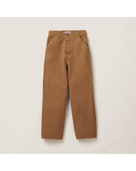 Miu Miu Brown Garment-dyed Gabardine Pants