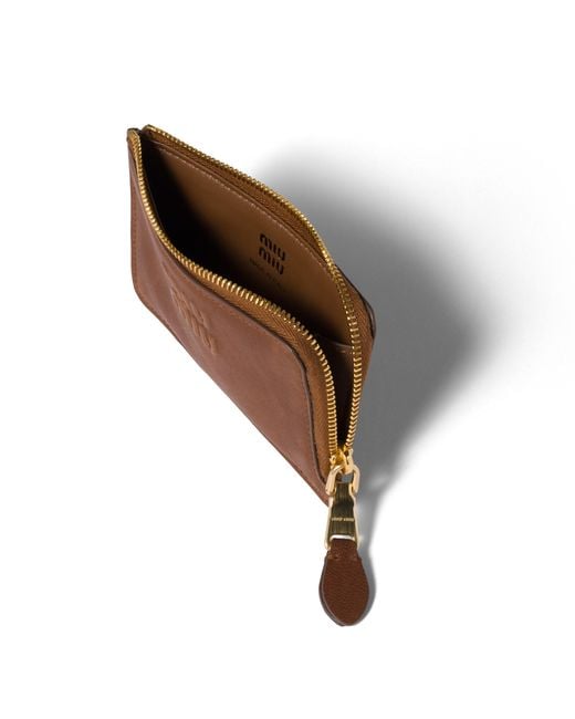 Miu Miu Brown Nappa Leather Envelope Card Holder