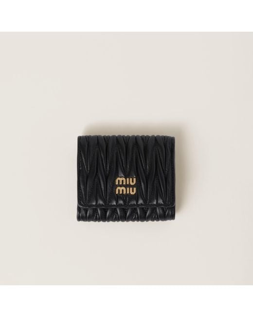 Miu Miu Black Small Matelassé Nappa Leather Wallet