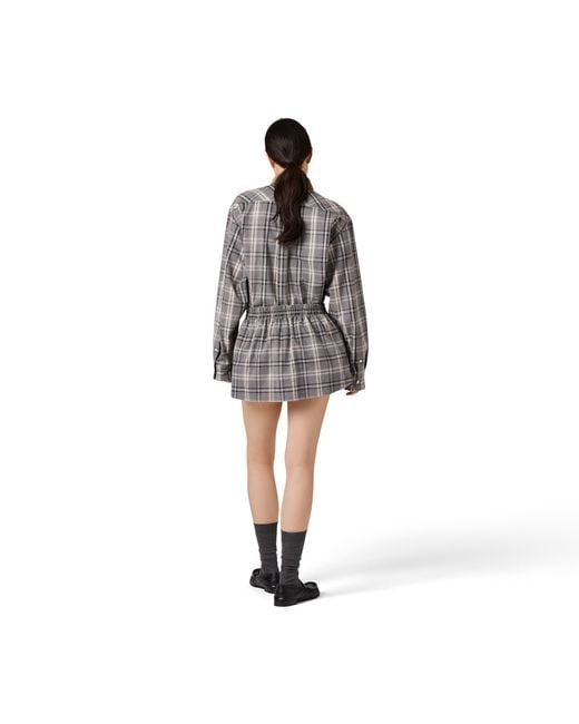 Miu Miu Gray Checked Flannel Shirt