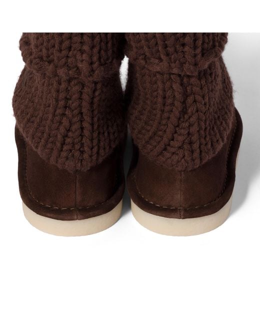 Miu Miu Brown Suede And Knit Booties
