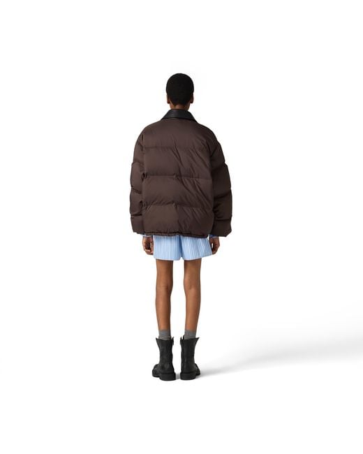 Miu Miu Brown Technical Pongé Cropped Down Jacket