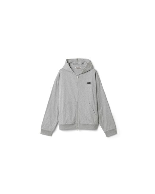 Miu Miu Gray Cotton Fleece Hoodie