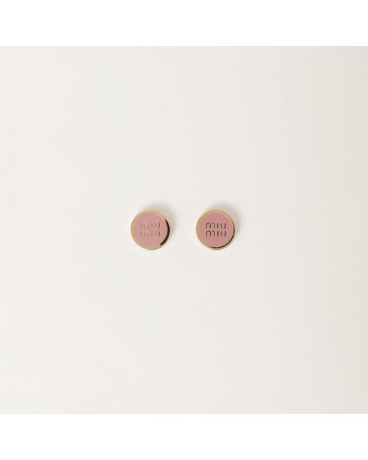 Miu Miu Pink Enameled Metal Earrings