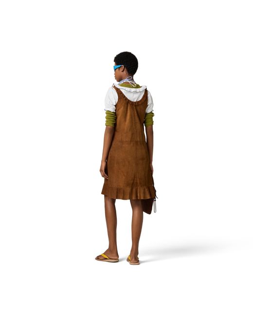 Miu Miu Waxed Suede Dress in Brown