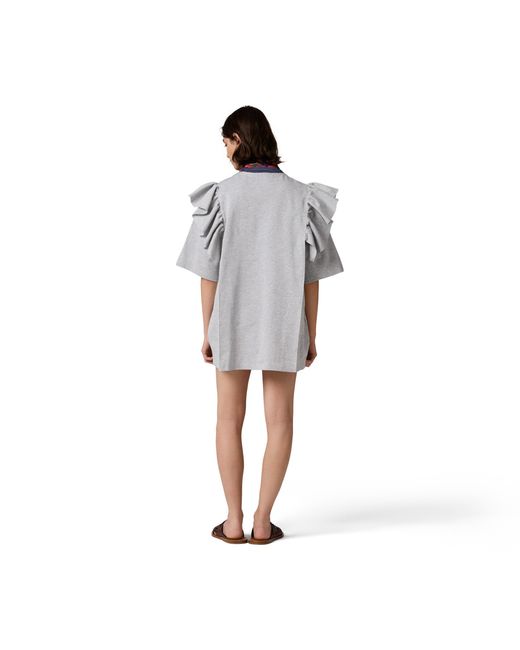 Miu Miu Gray Cotton Crew-Neck Dress