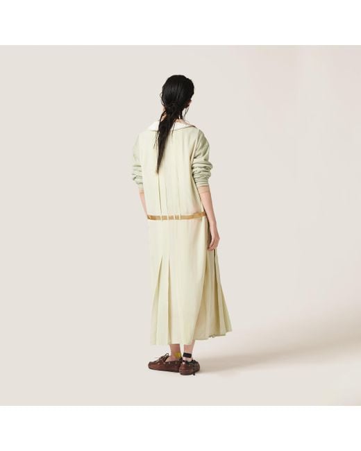 Miu Miu Metallic Garment-Dyed Crepe De Chine Dress