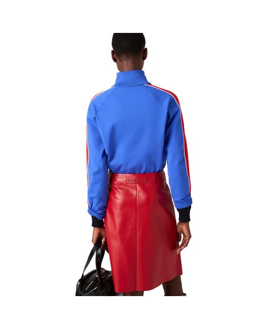 Miu Miu Blue Technical Yarn Zipper Sweatshirt