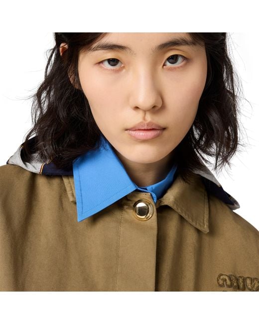 Miu Miu Natural Old Gabardine Single-Breasted Coat