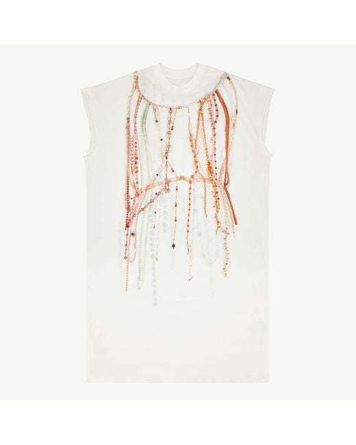 MM6 by Maison Margiela White Pearl Jersey Dress
