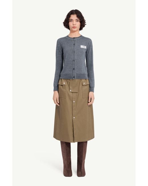 MM6 by Maison Margiela Blue Button-Front Wool Blend Knit Cardigan