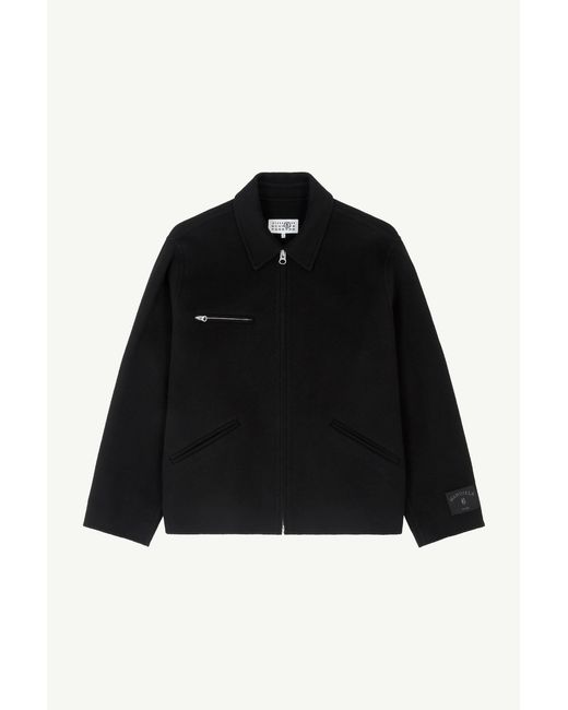 MM6 by Maison Margiela Black Double-Faced Wool Zip Jacket for men