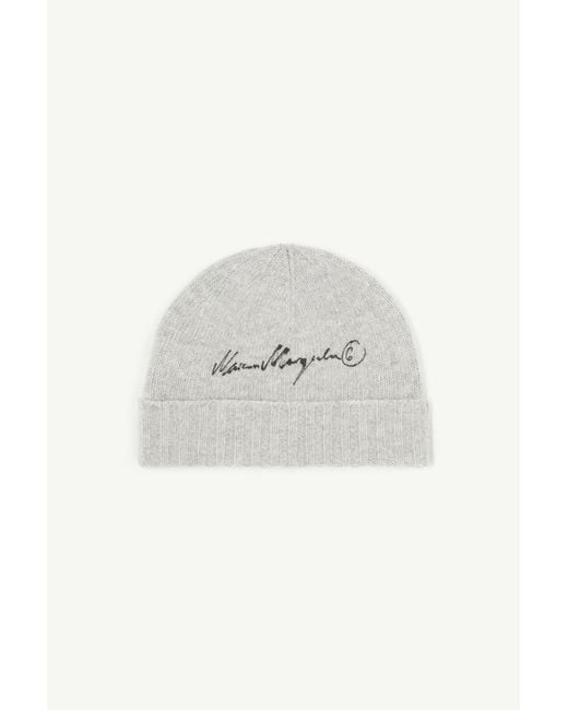 MM6 by Maison Margiela White Knit Beanie