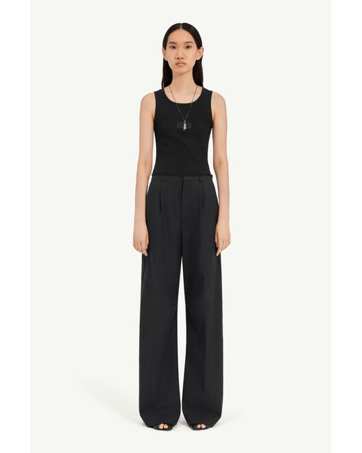 MM6 by Maison Margiela Blue Pinstripe Wool Wide-Leg Trousers