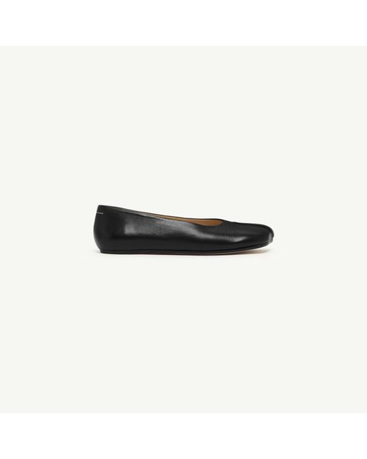 MM6 by Maison Margiela Black Stitch-Out Leather Ballerinas