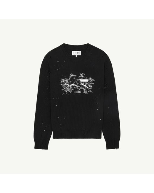 MM6 by Maison Margiela Black Rabbit Print Jumper for men