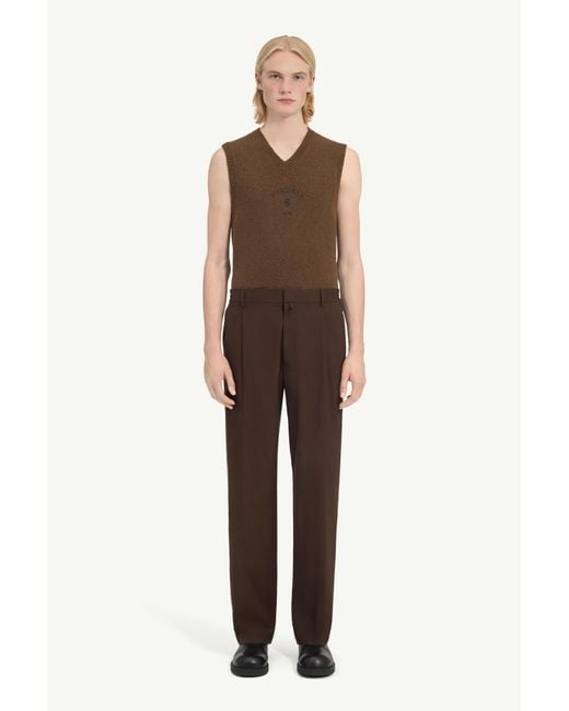 MM6 by Maison Margiela Brown Wool Shirting Trousers for men