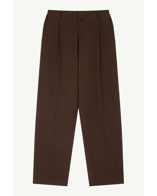 MM6 by Maison Margiela Brown Wool Shirting Trousers for men