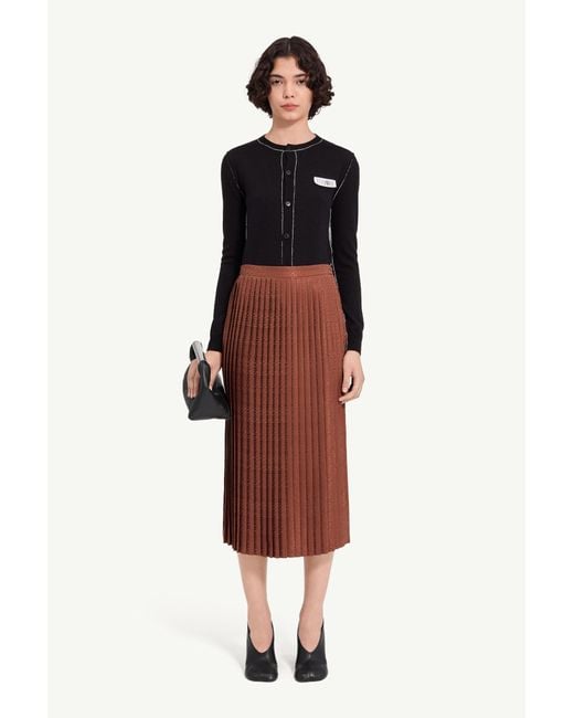 MM6 by Maison Margiela Brown Jacquard Midi Skirt