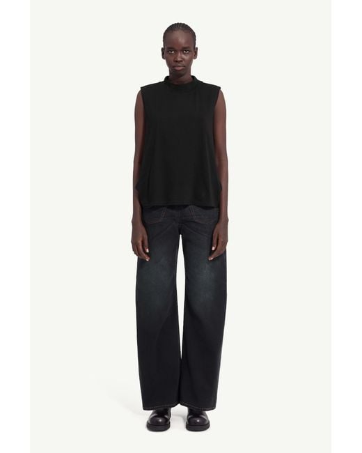 MM6 by Maison Margiela Black Cotton Jersey Sleeveless Top