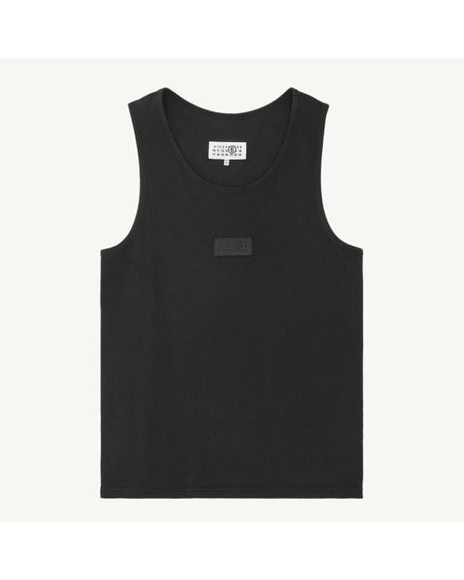 MM6 by Maison Margiela Black Ribbed Jersey Tank Top for men