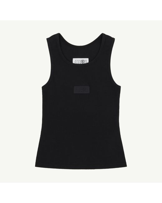 MM6 by Maison Margiela Black Ribbed Jersey Tank Top