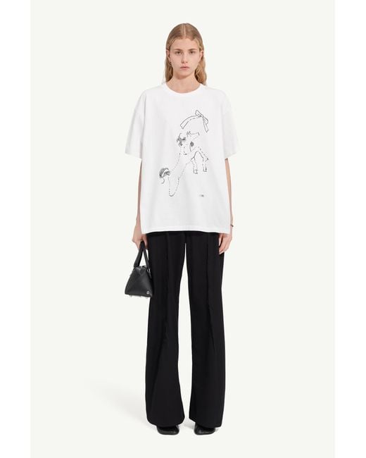 MM6 by Maison Margiela White Horse Print Cotton T-Shirt