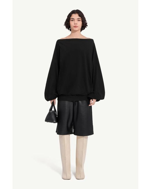 MM6 by Maison Margiela Black Long-Sleeved Asymmetric Top