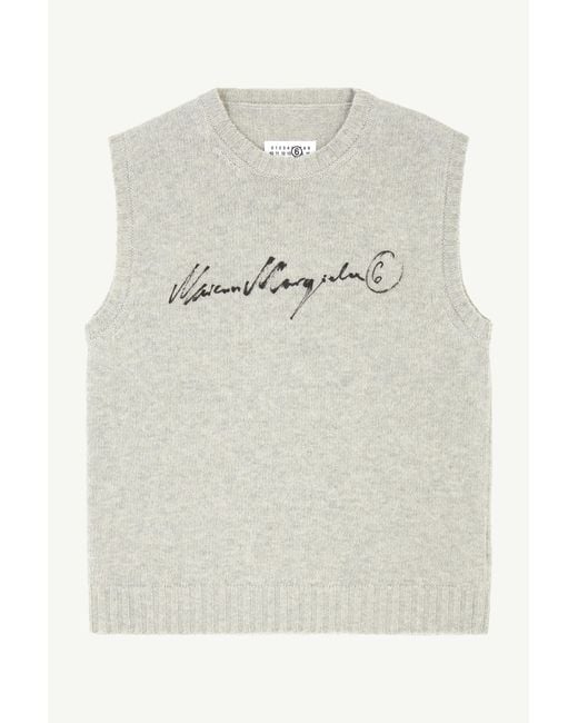 MM6 by Maison Margiela Gray V-Neck Gilet for men