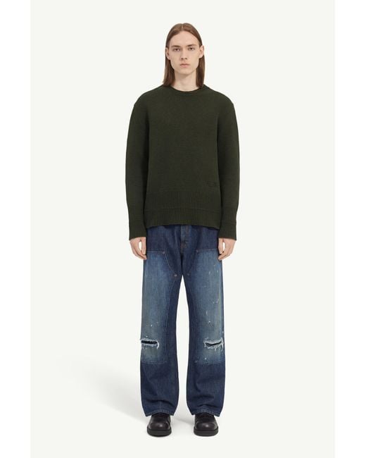 MM6 by Maison Margiela Green Wool Crew Neck Jumper for men
