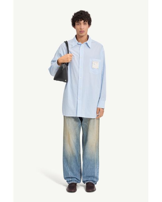 MM6 by Maison Margiela Blue Striped Poplin Shirt for men