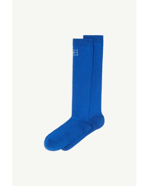MM6 by Maison Margiela Blue Knee-High Socks