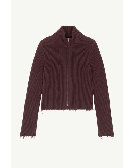 MM6 by Maison Margiela Red Ribbed Cotton Zip Cardigan