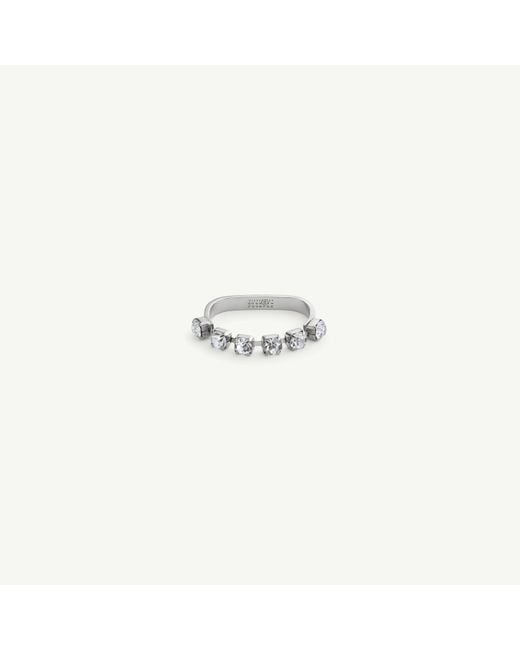 MM6 by Maison Margiela White Rhinestone Two-Finger Ring
