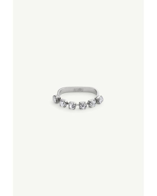 MM6 by Maison Margiela White Rhinestone Two-Finger Ring