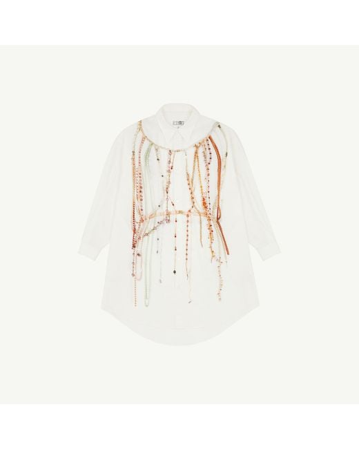 MM6 by Maison Margiela White Pearl Shirt Dress