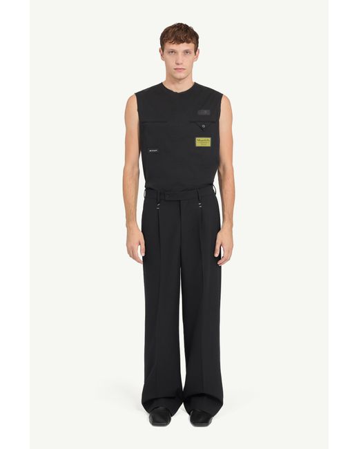 MM6 by Maison Margiela Black Stapled Wool Trousers for men