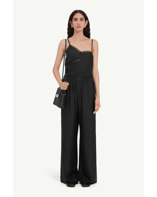 MM6 by Maison Margiela Black High Waist Silk Trousers