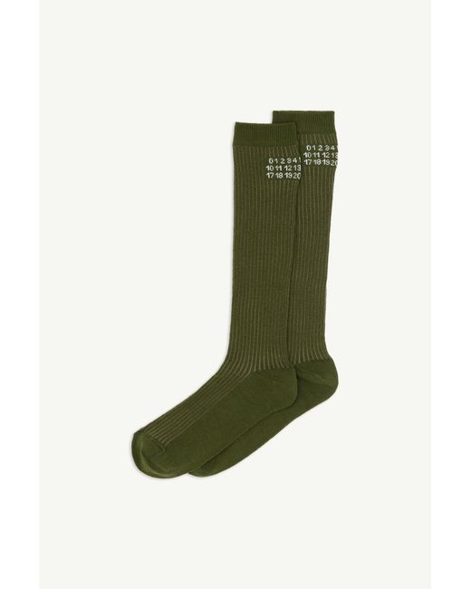 MM6 by Maison Margiela Green Rib Knee-High Socks