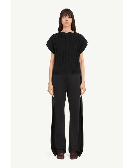 MM6 by Maison Margiela Black Pleated Sleeveless Top