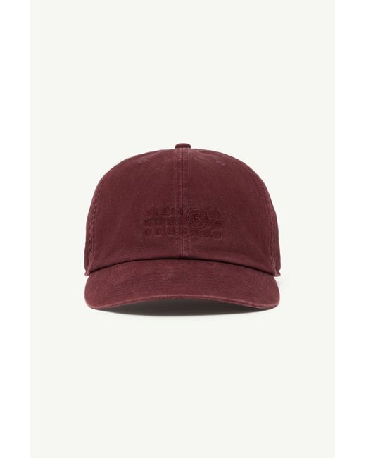 MM6 by Maison Margiela Red Cotton Baseball Cap for men