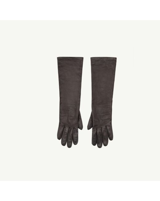 MM6 by Maison Margiela Black Mid-Length Leather Gloves