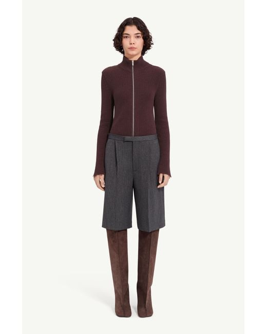 MM6 by Maison Margiela Gray Striped Wool Blend Tailored Shorts