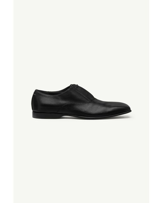 MM6 by Maison Margiela Black Leather Derby Shoes for men